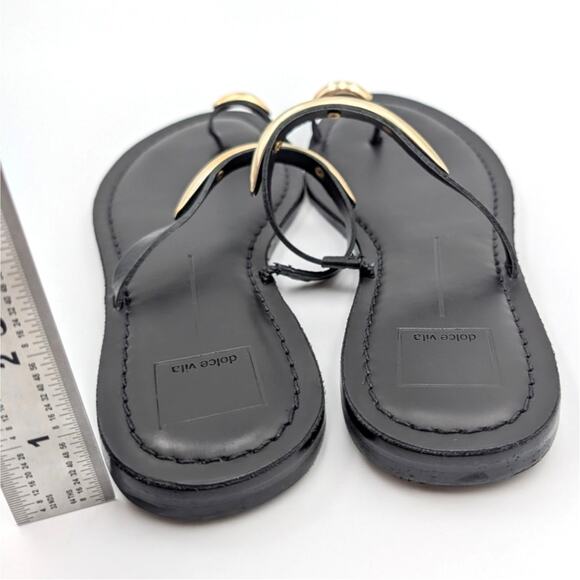 Dolce Vita Wink Toe-Ring Slide Flat Sandals Saddle Leather Black Size US9 EU40 - Picture 4 of 12
